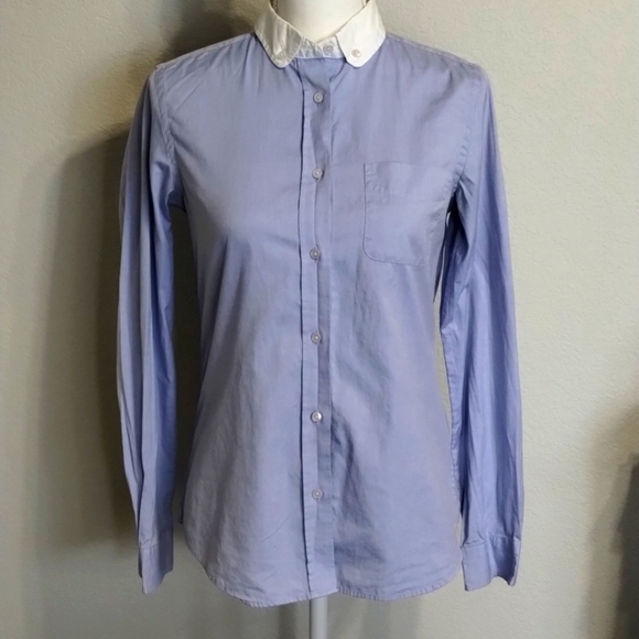 𝅺Coach 1941 button down poplin size 4 blue oxford blouse - Picture 1 of 9